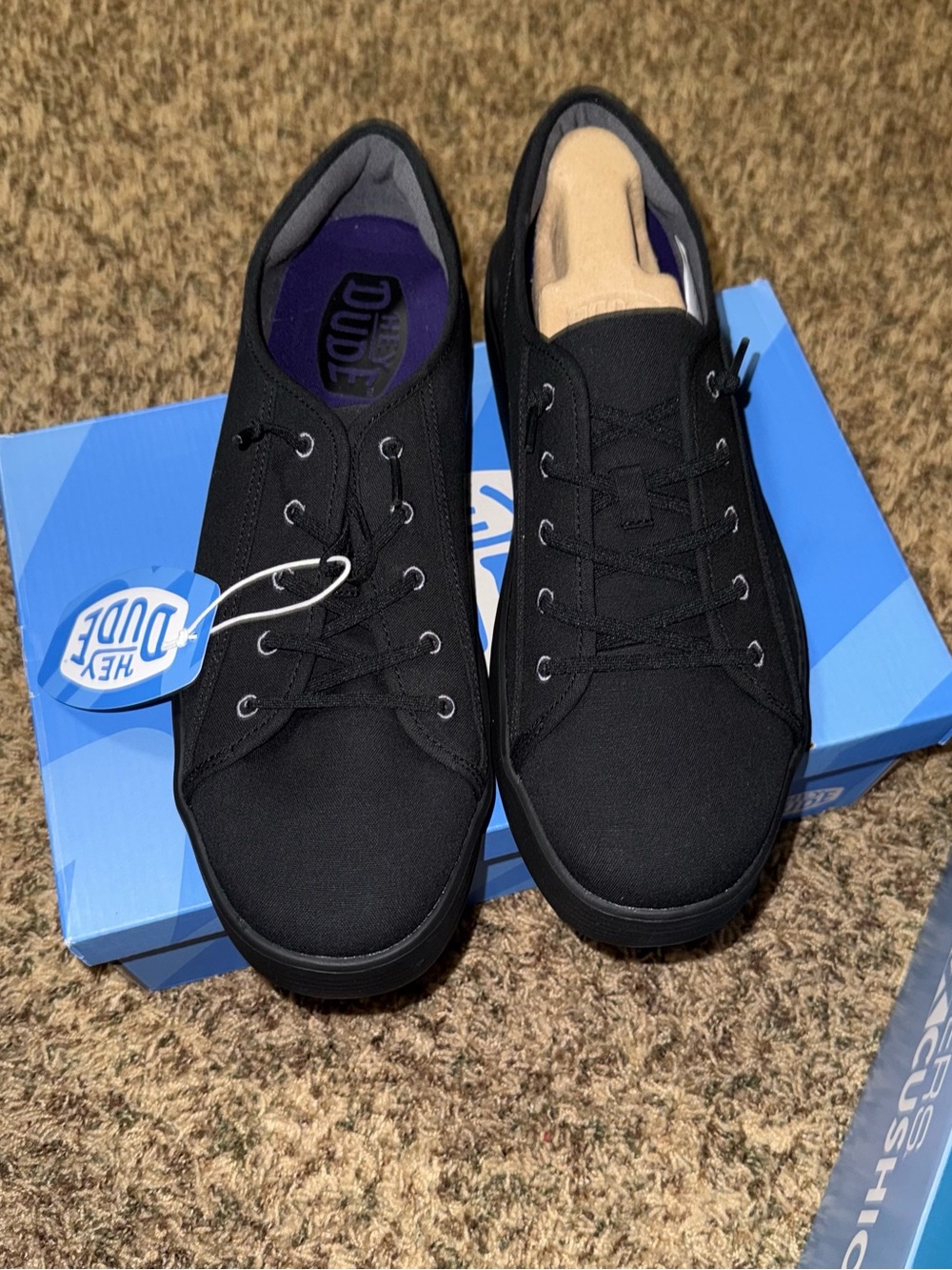 Hey Dude Cody M Canvas Shoes Mens 13 Black Casual Comfort Sneakers New - Picture 3 of 7